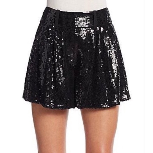 Diane Von Furstenberg Pants - DVF black high waisted sequin shorts